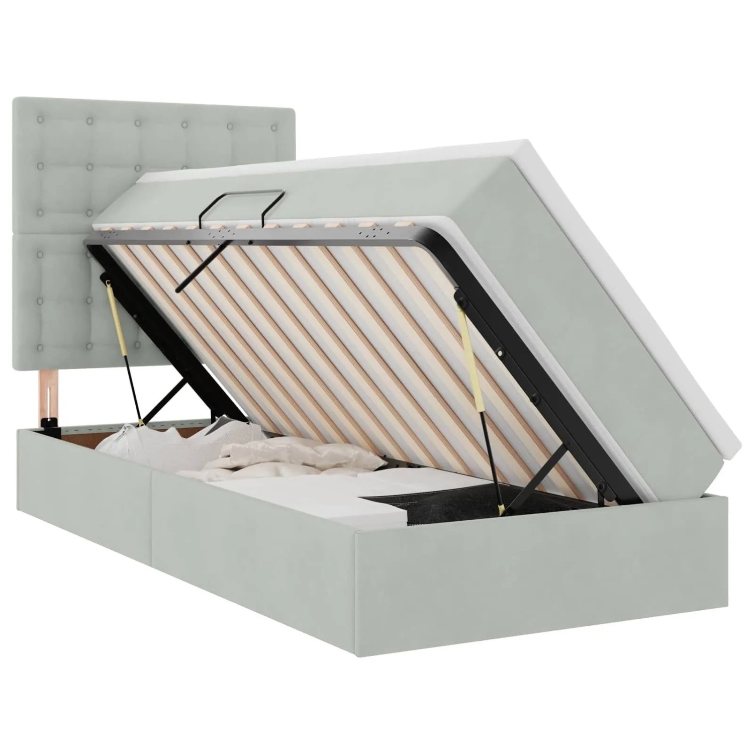 vidaXL Aufbewahrungsbett mit Matratze Hellgrau 90 x 200 cm Samt 3372123