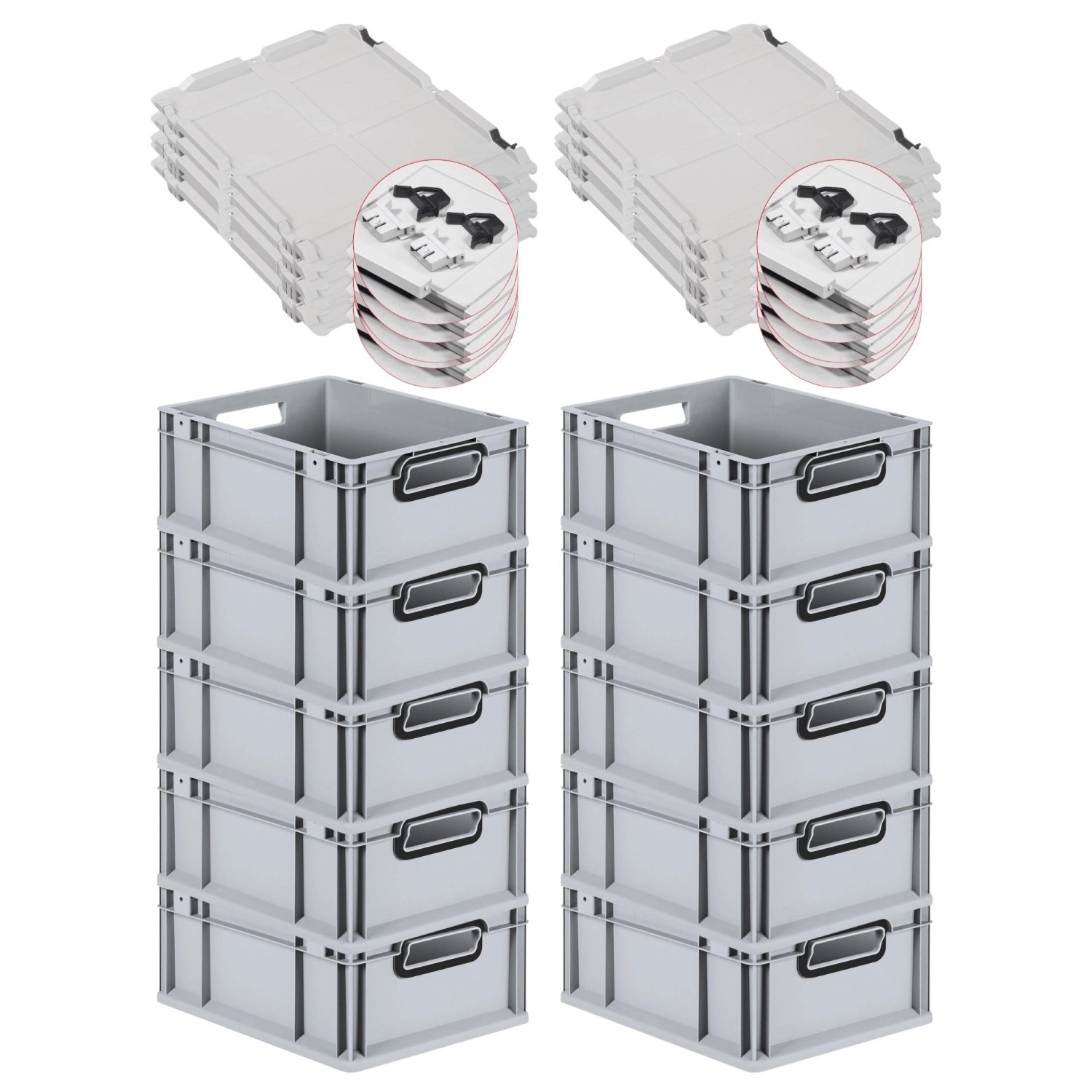 PROREGAL SuperSparSet 10x Eurobox Nextgen Color Mit Scharnierdeckel HxBxT 1 günstig online kaufen