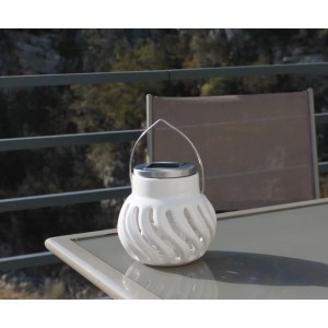Westfalia Anti-MÜCken-Windlicht Solar Keramik WeiSS