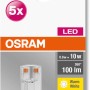 Osram G4 LED Leuchtmittel 5er Set, 0,9W, warmweiß, 100lm. Kompakte Stiftsockellampe für Wohnräume.
