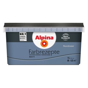 Eimer Alpina Farbrezepte Nordmeer, matte, blaue Innenfarbe, 1 Liter.