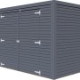 Anthrazitfarbener Bertilo Gartenschrank Box Bike (103x207cm) aus FSC®-zertifiziertem Holz mit Doppeltür.