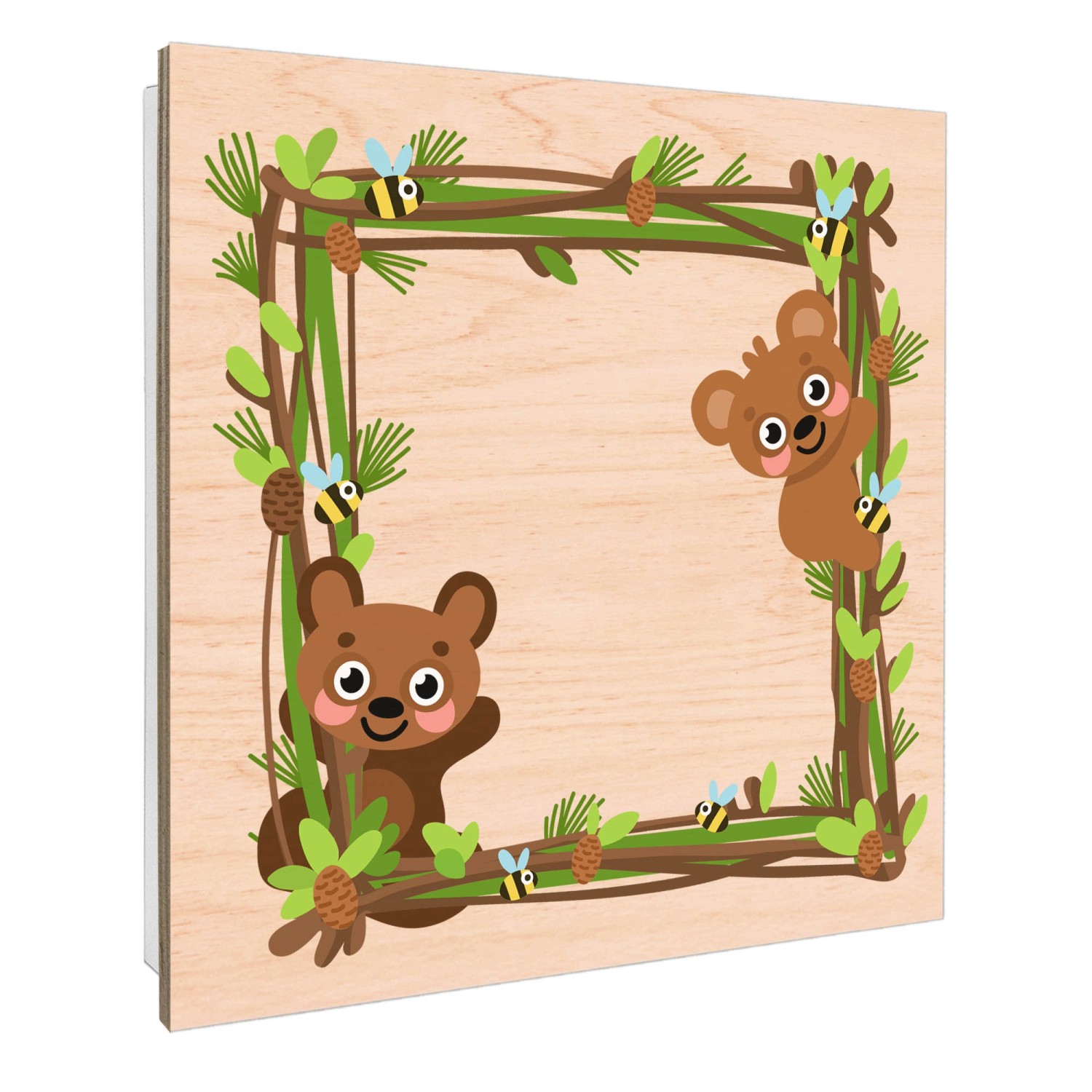 Weißer Banjado Schlüsselkasten mit Waldtier-Motiv und 50 Haken zur Schlüsselaufbewahrung.