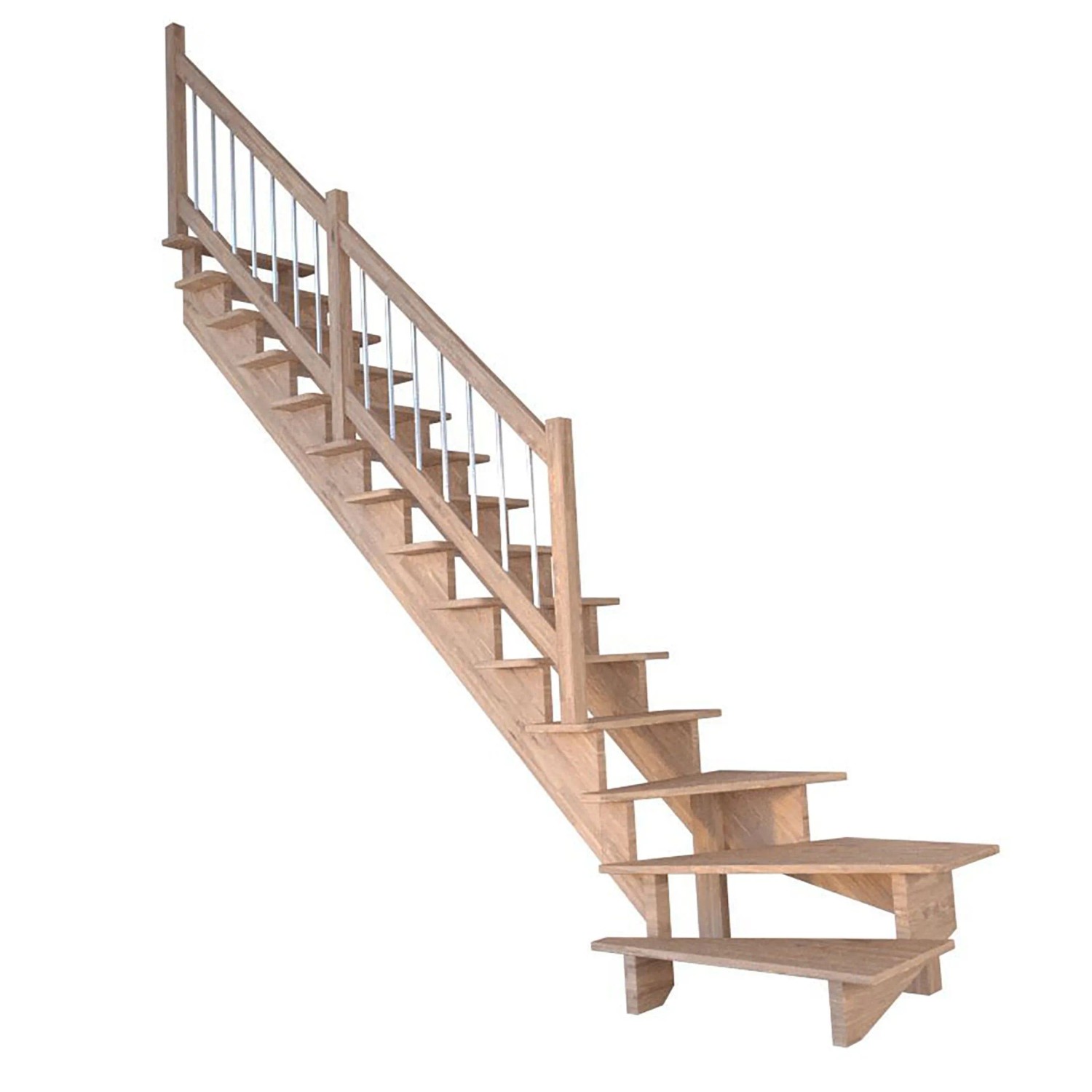 Treppe Lindos Pro Eiche Gew. L 100 cm Holz-Edelstahl-Geländer FSC® günstig online kaufen