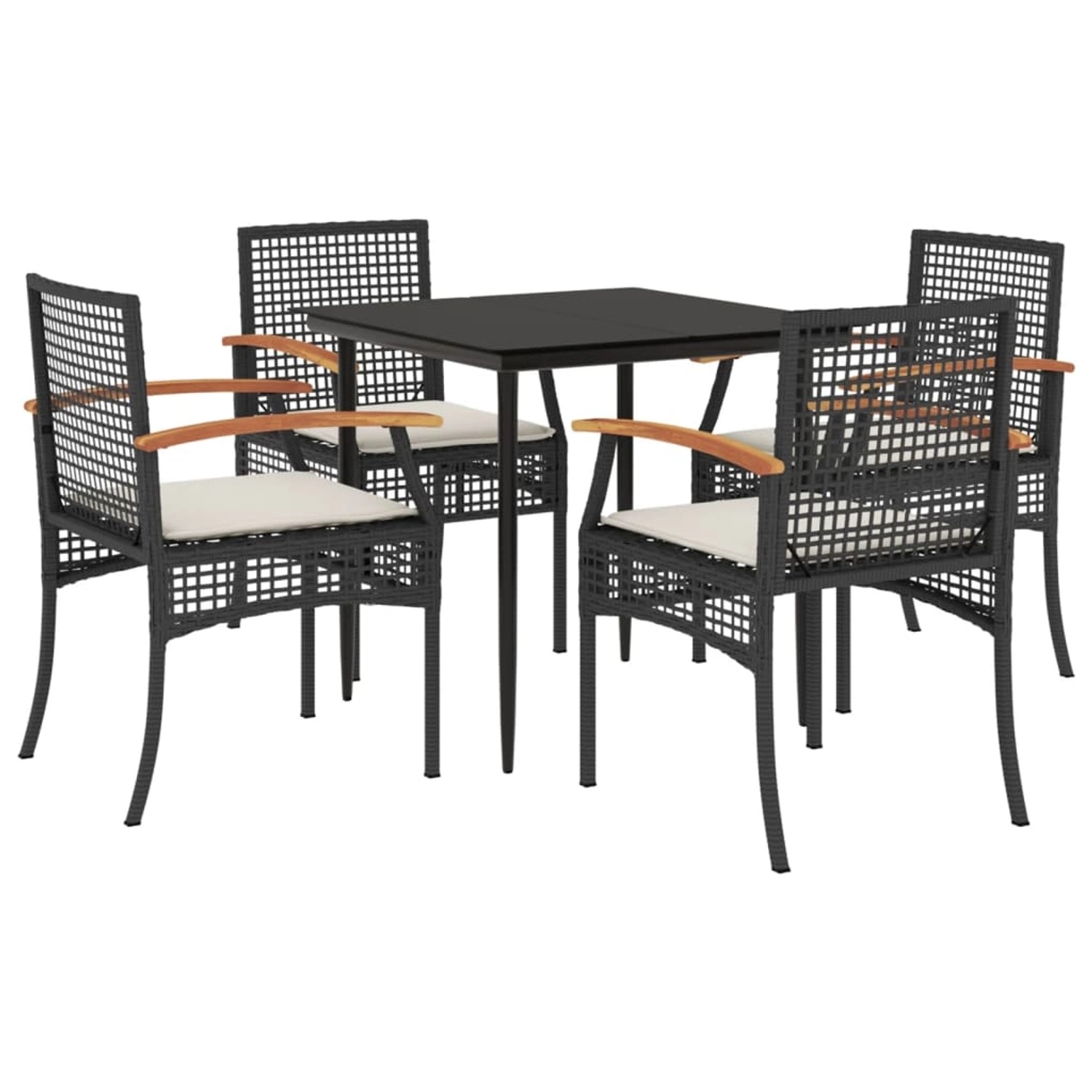 vidaXL 5-Tlg Garten-Essgruppe mit Kissen Schwarz Poly Rattan 3213597 günstig online kaufen