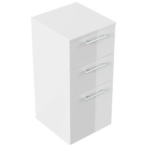 Posseik Midischrank, 75 cm, Weiß Hochglanz, Bad-Einbauschrank mit 2 Schubladen und 1 Tür.