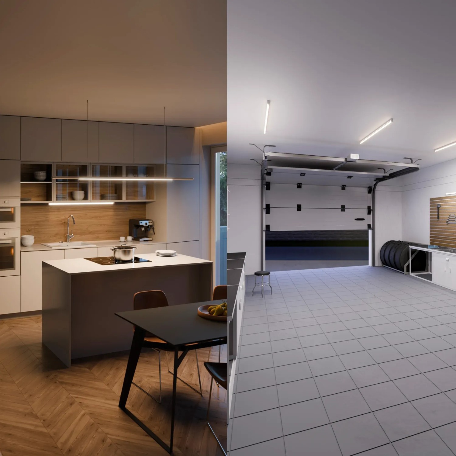 Philips LED-Röhre G13 8W in Küche und Garage, energiesparende Leuchtstofflampe.