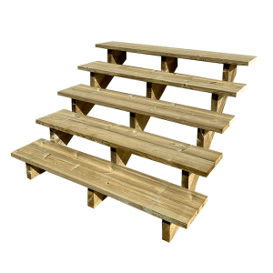 Vinuovo Außentreppe aus Holz, 5 Stufen, 120 cm breit, ohne Setzstufen.