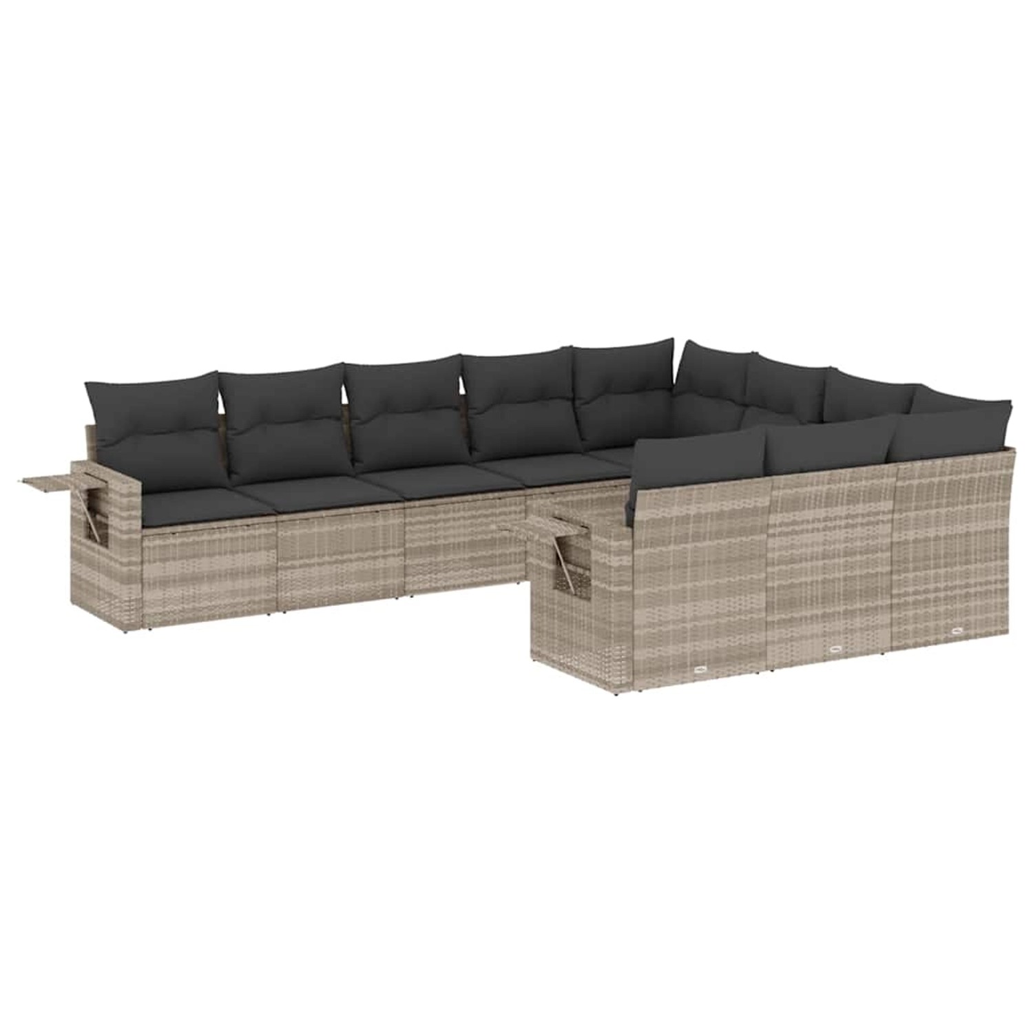 vidaXL 10-Tlg Garten-Sofagarnitur mit Kissen Hellgrau Poly Rattan 3220691 günstig online kaufen