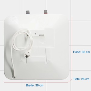 Regent Kleinspeicher REG 10 UT, 10 Liter Warmwasserspeicher für die Untertischmontage, Rückansicht.
