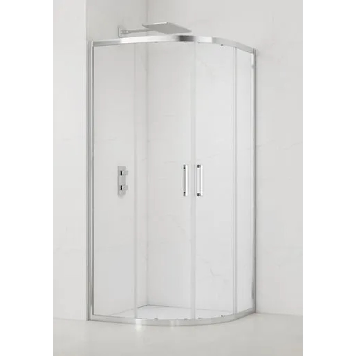 Swiss Aqua Technologies Duschkabine Viertelkreis Eckdusche Nano-Beschichtung 90x90CM mit Soft-Close Türen Chrom