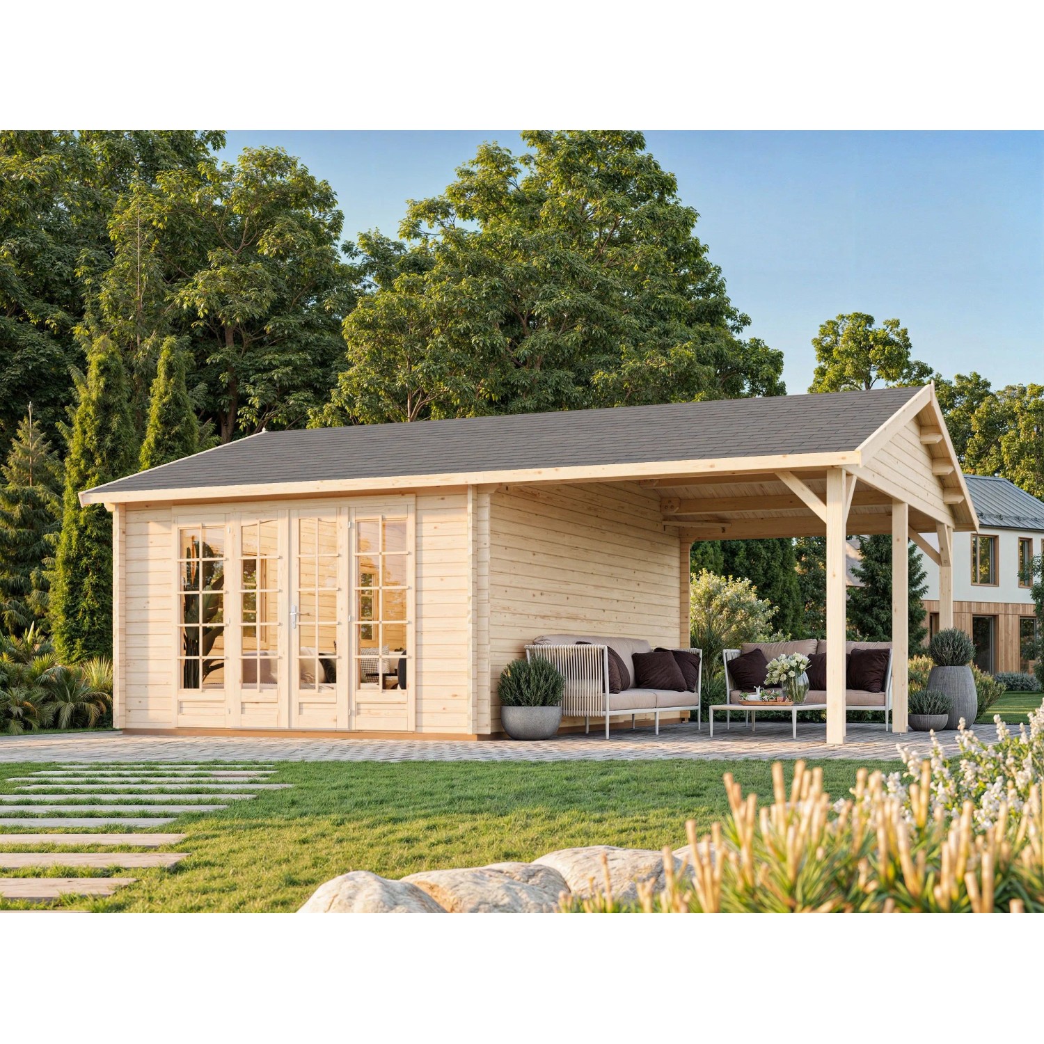 Palmako Gartenhaus Irene 653 x 550 cm Lackiert Grau-Anthrazit FSC® günstig online kaufen