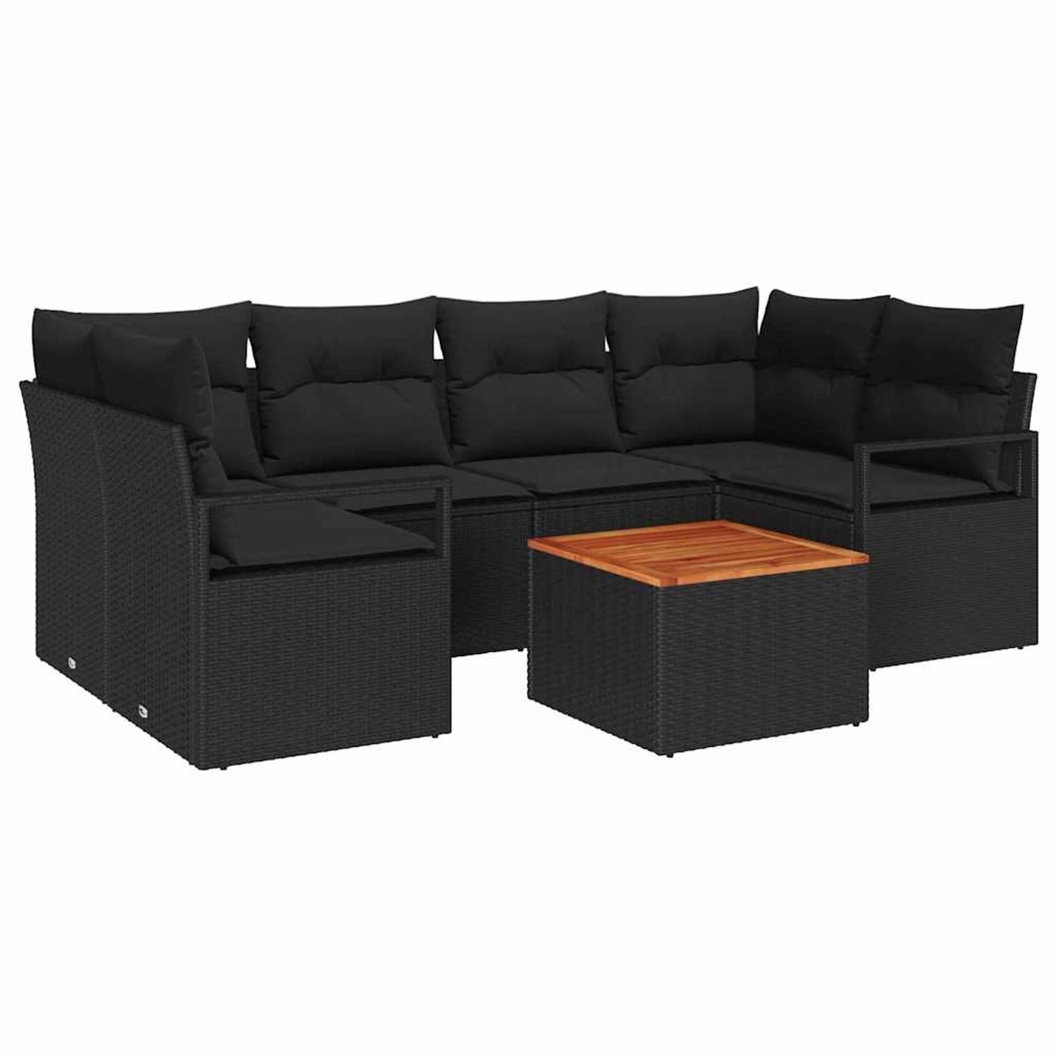 vidaXL Garten-Sofa-Set mit Kissen 7-Tlg Schwarz Poly Rattan 3347660 günstig online kaufen