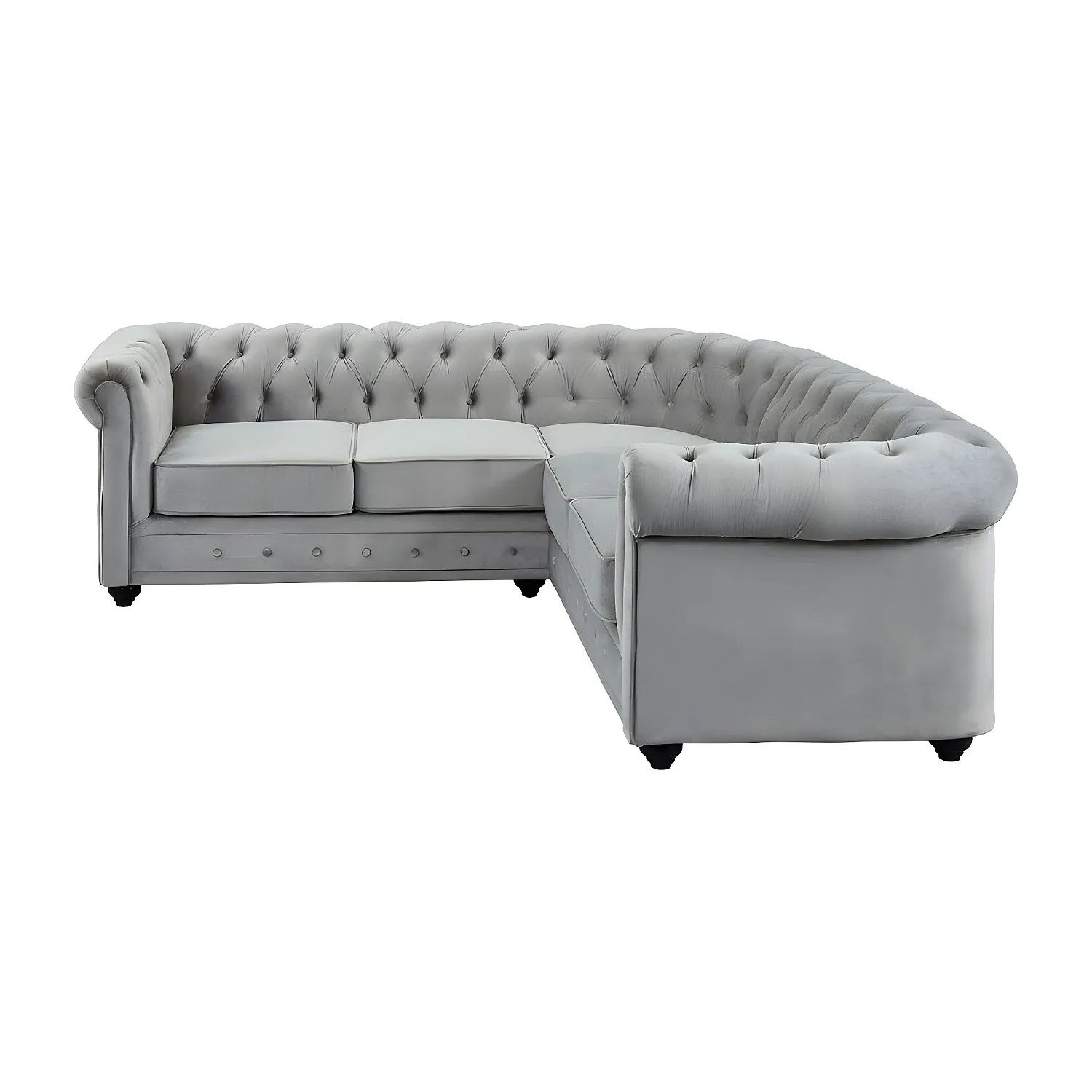 Vente-unique Sofa Ohne Schlafmöglichkeit Chesterfield Hellgrau 220 cm