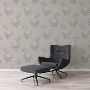 Helle Vliestapete mit Feder-Design in Silber-Grau von Bricoflor Burlesque. Dekorative Tapete für Wohn- und Schlafzimmer.