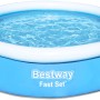Blauer Bestway Fast Set Aufstellpool, rund, Ø 183 x 51 cm, gefüllt mit Wasser.