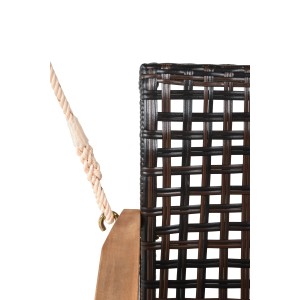 Detailaufnahme der braunen Garden Pleasure Hängebank Cuneo mit Seilaufhängung und Akazienholz-Elementen.