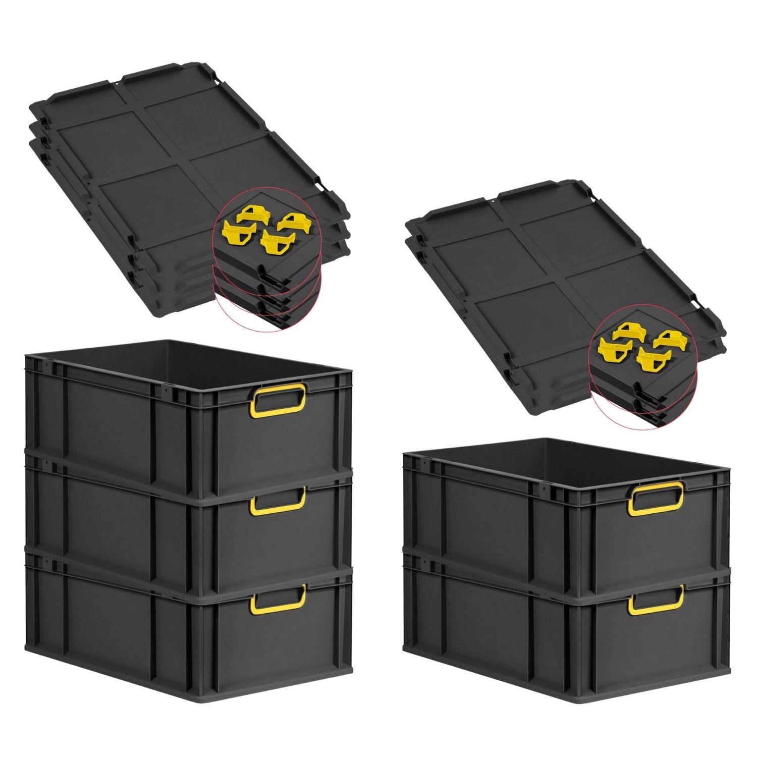 PROREGAL SparSet 5x Eurobox Nextgen Color Mit Auflagedeckel HxBxT 22x40x60c günstig online kaufen
