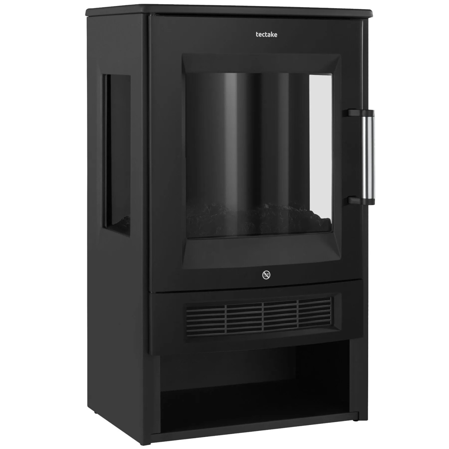 Tectake Elektrokamin Aidan 2 Leistungsstufen Mit 900 W und 1800 W Mit Holz  und Glutimitation Sowie 3D Flammeneffekt  44 x 35 x 75 cm Schwarz