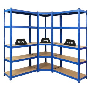 Blaues PROREGAL Mega Deal Eckregal & Schwerlastregal Set Ragnar mit Fachböden.