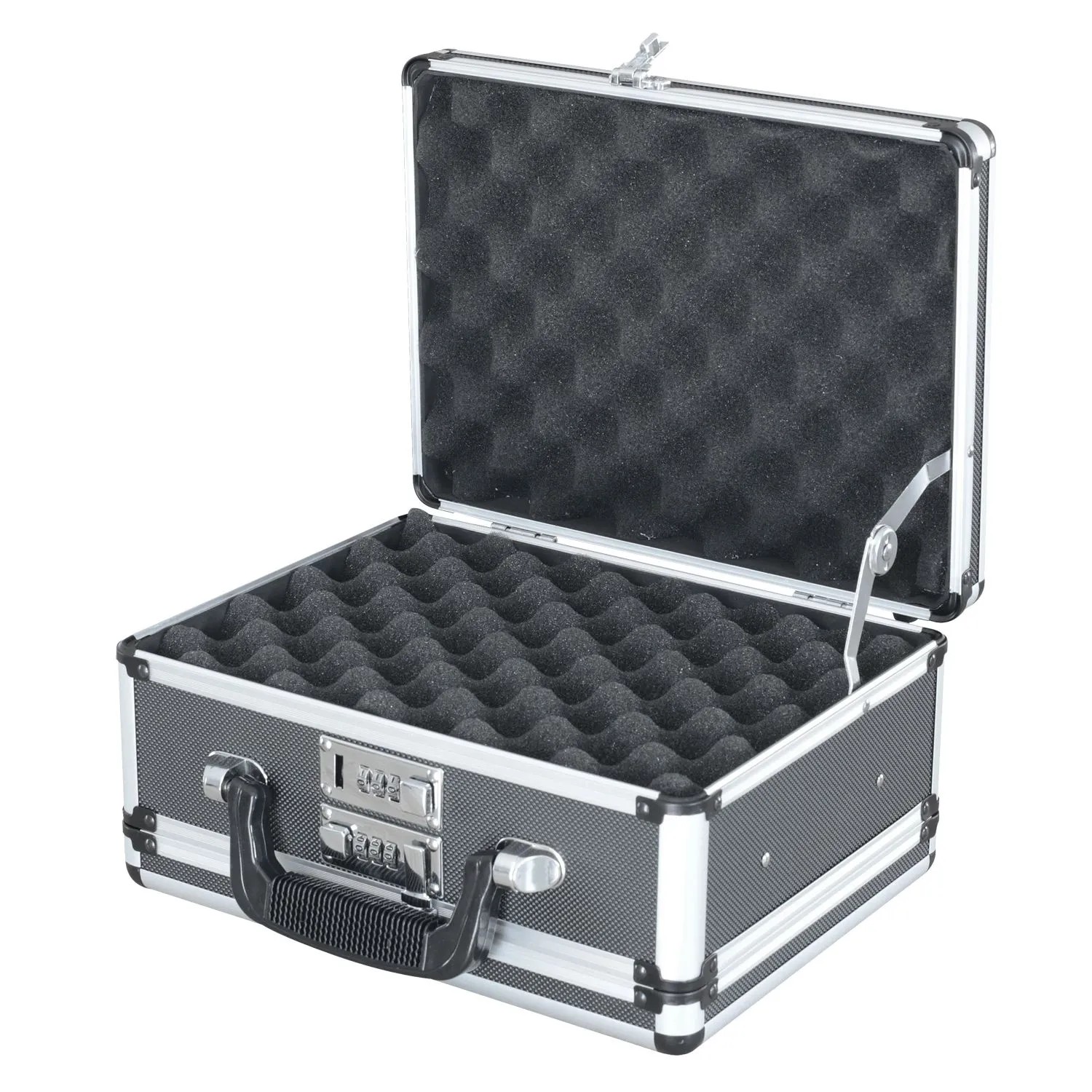 HMF 14411-02 Alu Transportkoffer Doppelseitig 31 x 26 x 15 cm Schwarz_2