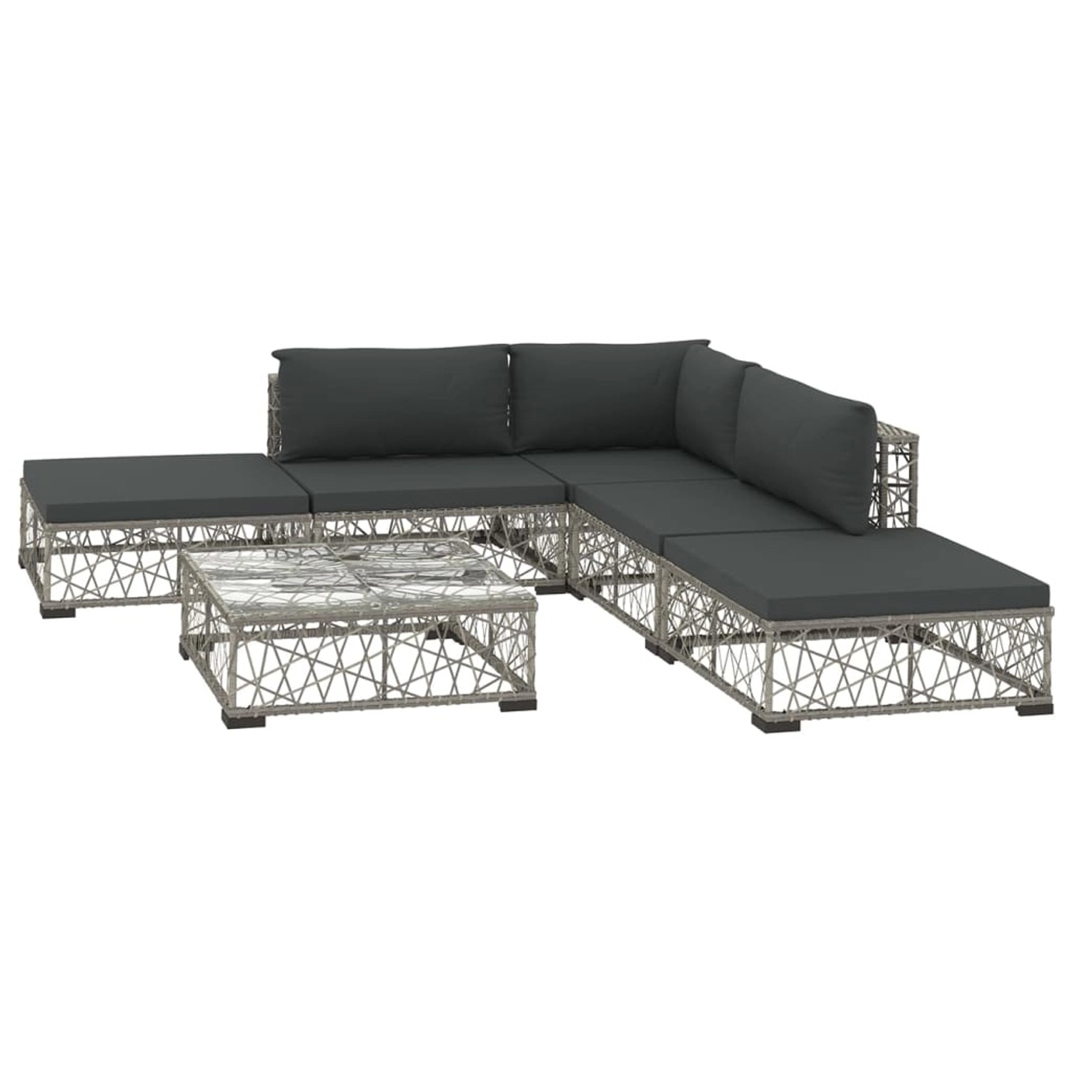 Thumbnail - vidaXL 6-tlg Garten-Lounge-Set mit Auflagen Poly Rattan Grau Modell 14