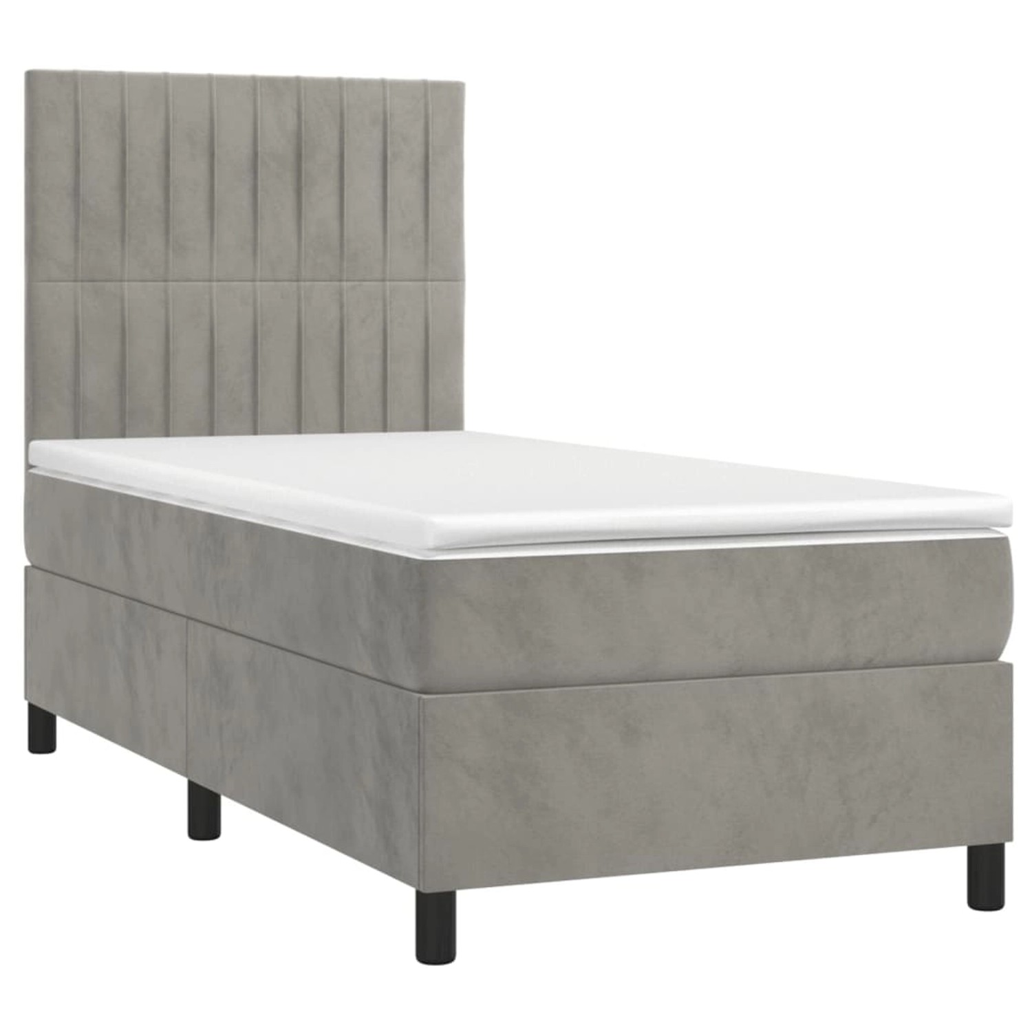 vidaXL Boxspringbett mit Matratze & LED Hellgrau 100x200 cm Samt 3136227 günstig online kaufen