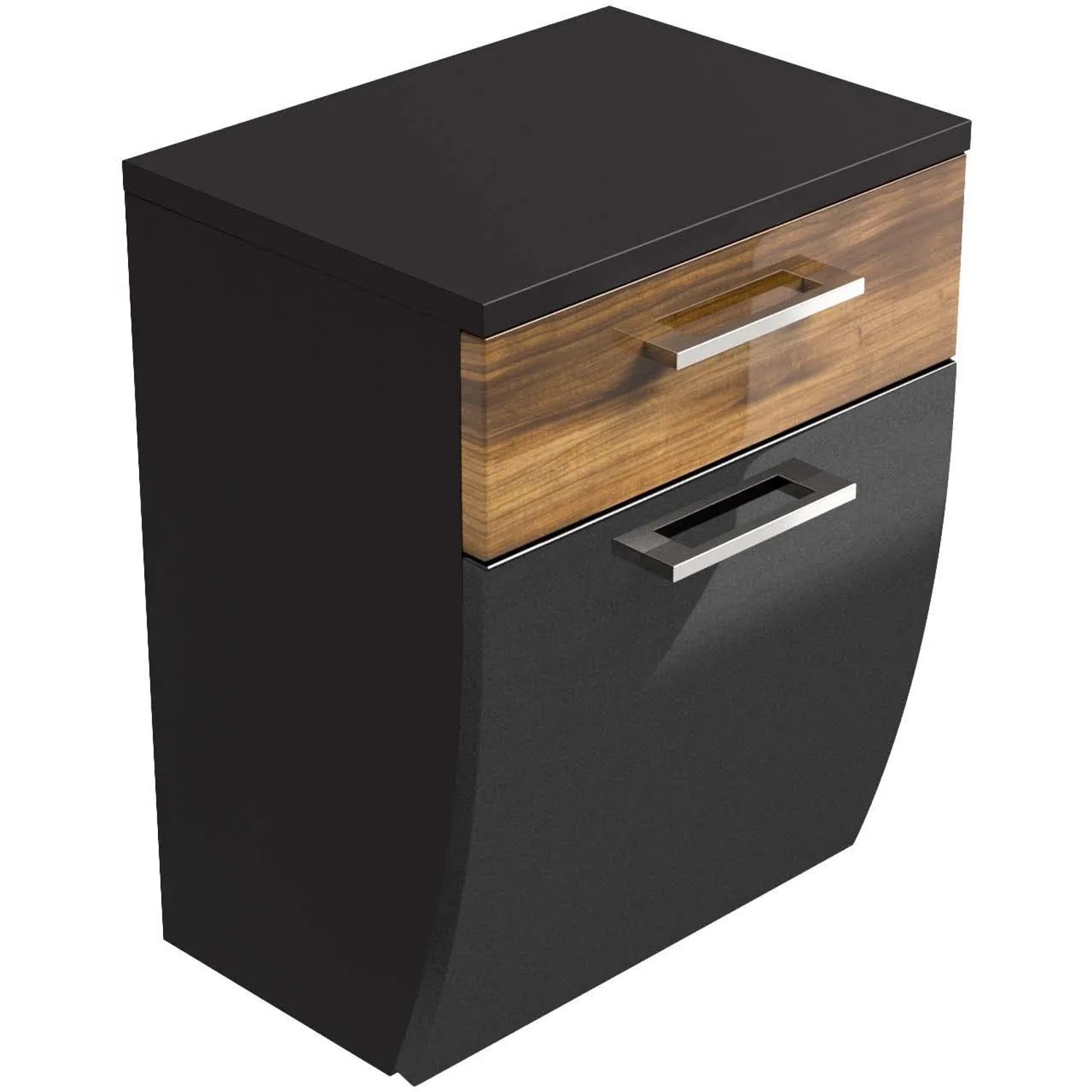 Posseik Bad-Hängeschrank Rima in Walnuss/Anthrazit, 40 cm breit, mit Schubladen und Softclose.