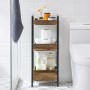 SoBuy Badregal FRG226-F mit 3 Ablagen in Vintagebraun aus Holz und Metall.