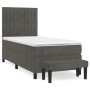 Dunkelgraues vidaXL Boxspringbett (80x200 cm) mit Matratze und Bank aus Samt.