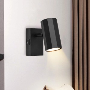 ZMH Wandlampe, schwarzer sechseckiger Vintage Wandstrahler aus Metall, schwenkbarer GU10 Spot für flexible Beleuchtung.