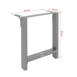 Wiltec Tischkufen 64X40Cm Grau Pulverbeschichtet Tischgestell Tischbeine Tisch