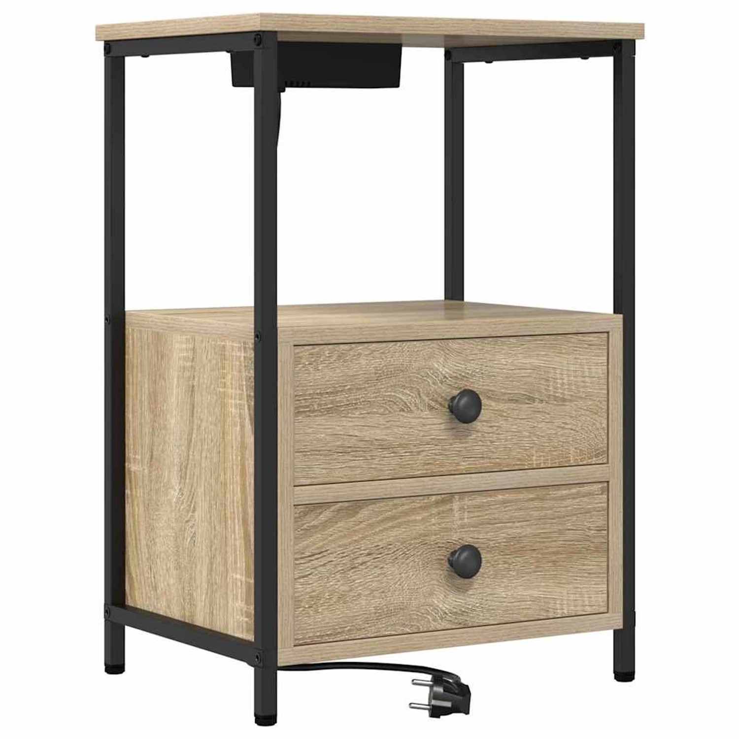 vidaXL Nachttisch mit Ladestation Sonoma-Eiche Holzwerkstoff 859442 günstig online kaufen