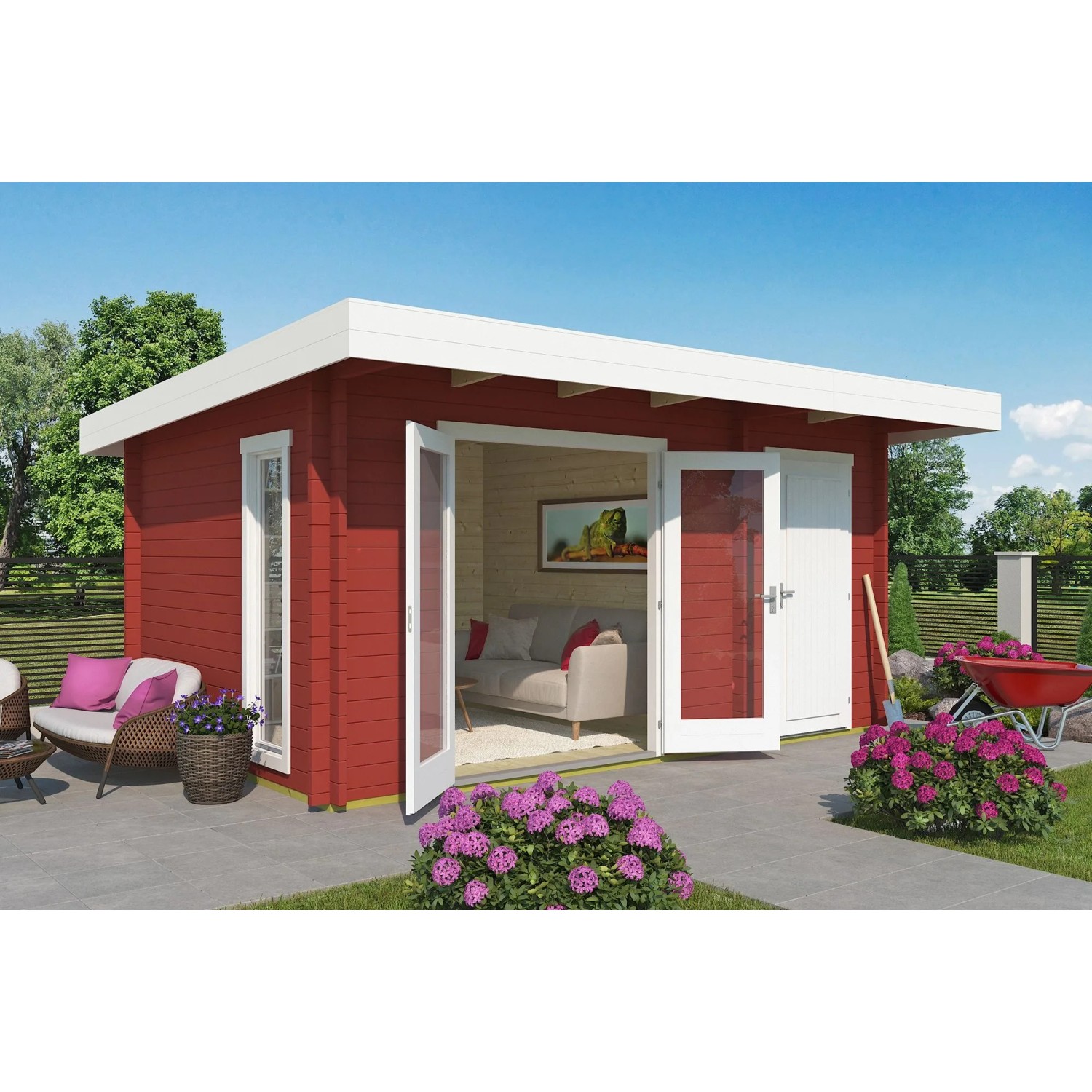 Lasita Gartenhaus Chameleon 44 Schwedenrot 450 cm x 300 cm