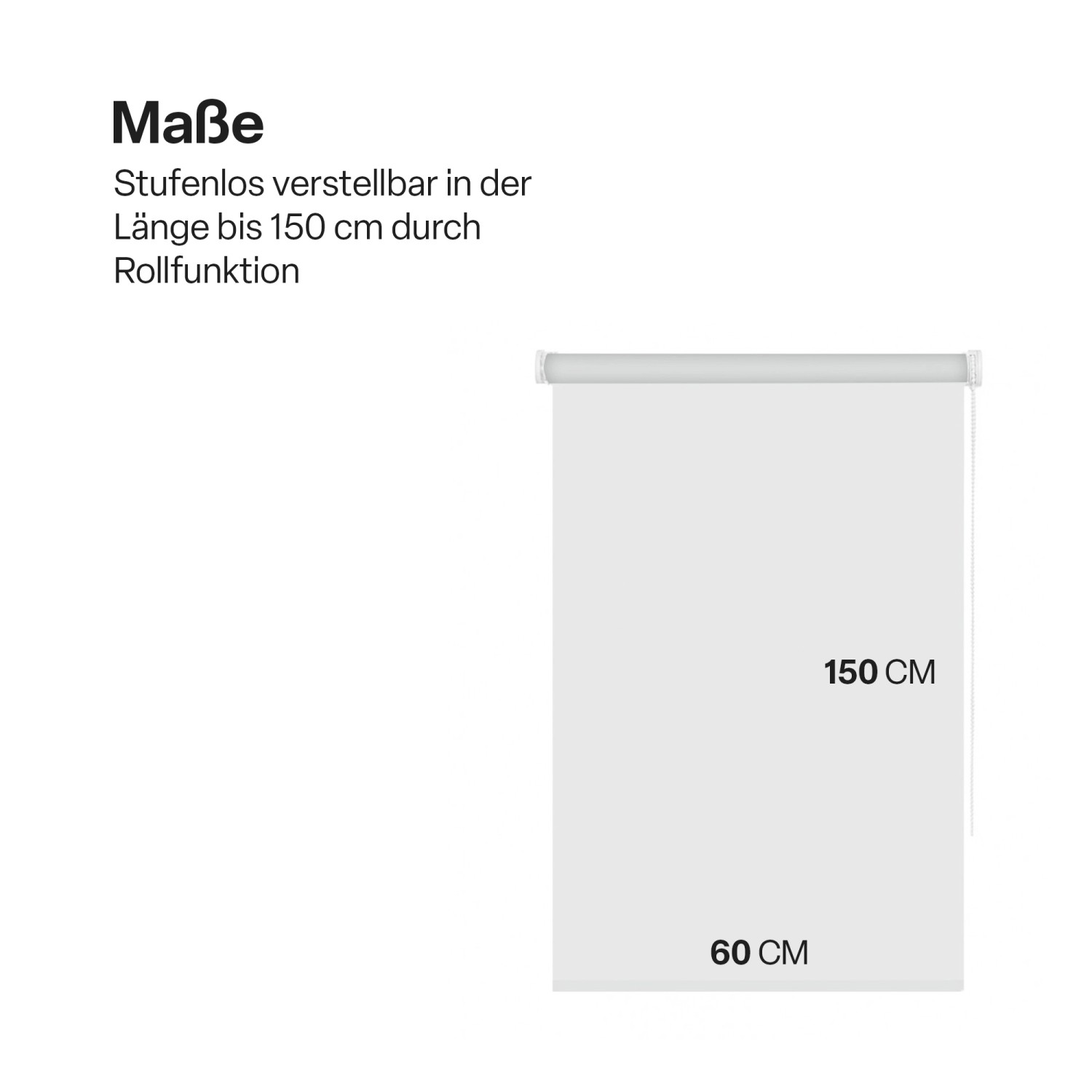 Weißes Bestlivings Thermorollo 60x150 cm, Verdunkelungsrollo mit Klemmträger für Fenstervorhänge.