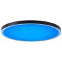 LED-Deckenleuchte Lotti RGB+CCT, Ø 50cm, schwarz/weiß mit blauem Licht.