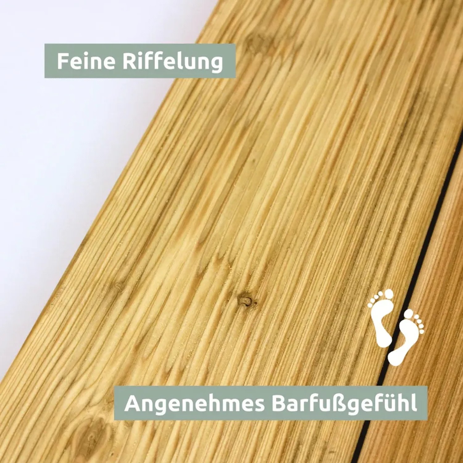 DELUKE Holzfliese Lärchenholz 43x43cm Fliese Geriffelt Terrassenfliese Holz Quadratisch Terrassendiele mit Unterkonstruktion Balkon Bodenfliese_5