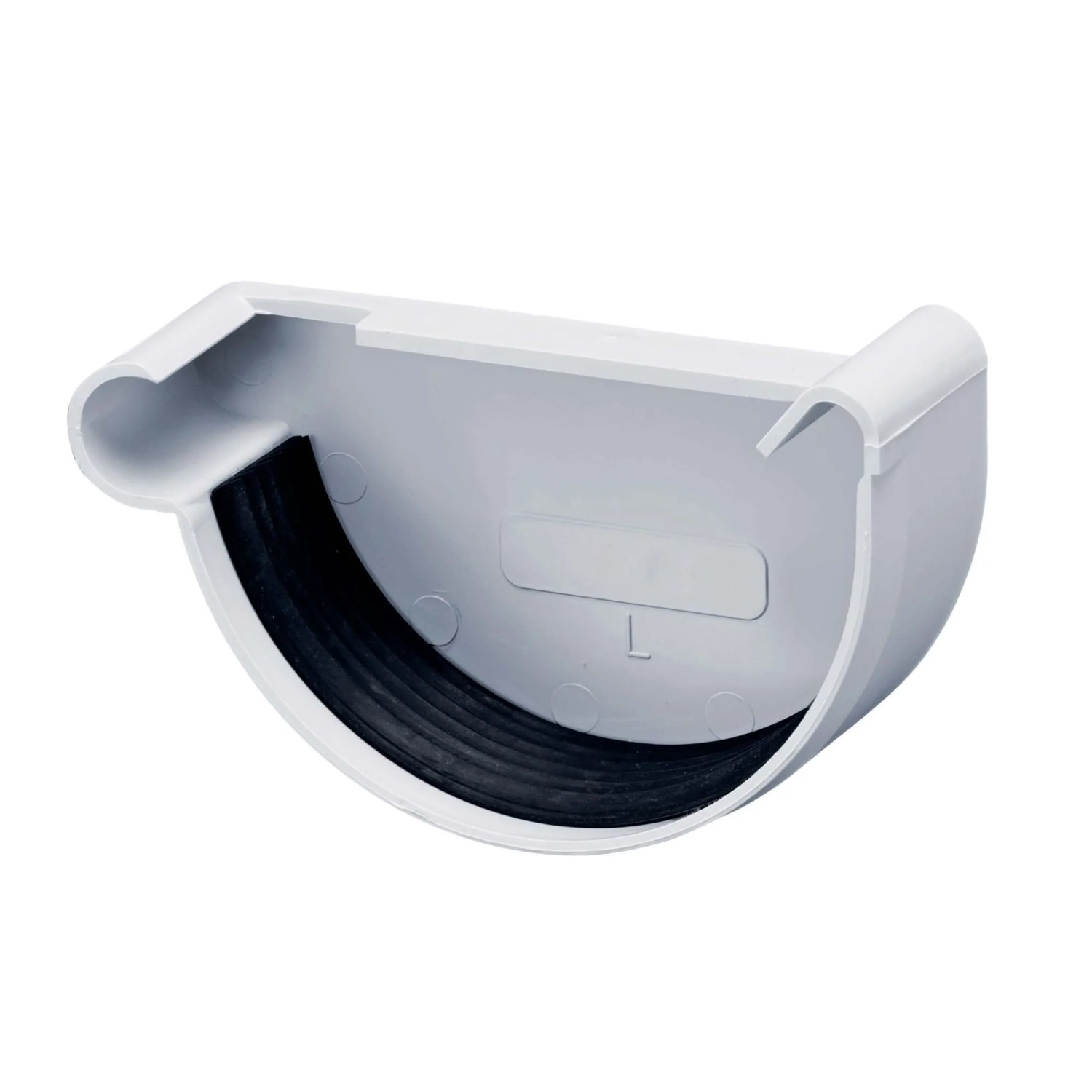 Inefa Rinnenboden Links PVC NW 125 Halbrund Grau Abdichtung Dachrinne