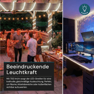 LUXULA COB LED Streifen als Weihnachtsbeleuchtung im Innen- und Außenbereich.