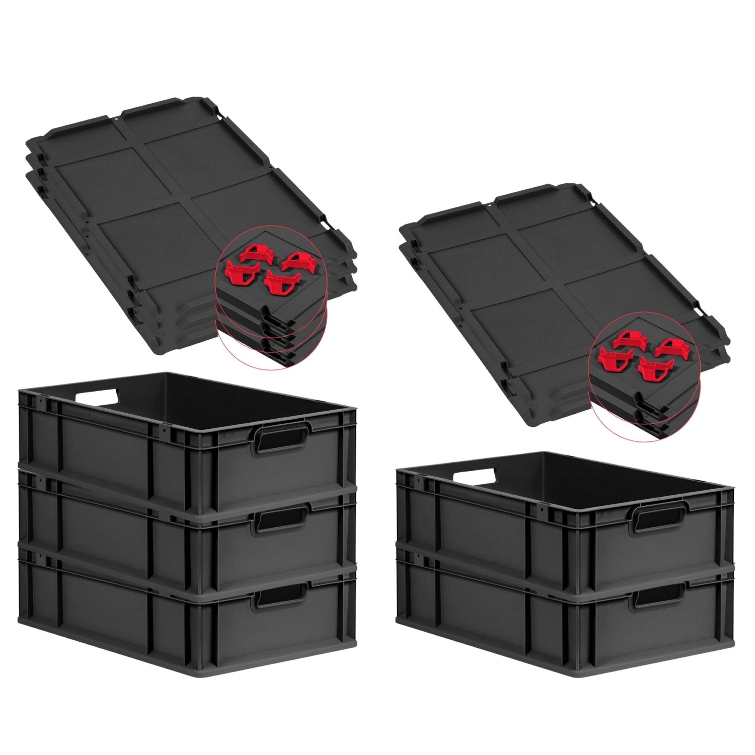 PROREGAL SuperSparSet 5x Eurobox Nextgen Grip Mit Auflagedeckel Und Roten V günstig online kaufen