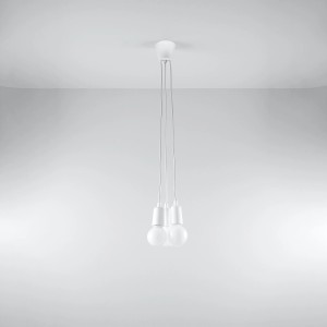 Weiße Sollux Lighting Hängeleuchte Diego 3. Moderne Lampe für Wohnzimmer & Schlafzimmer.