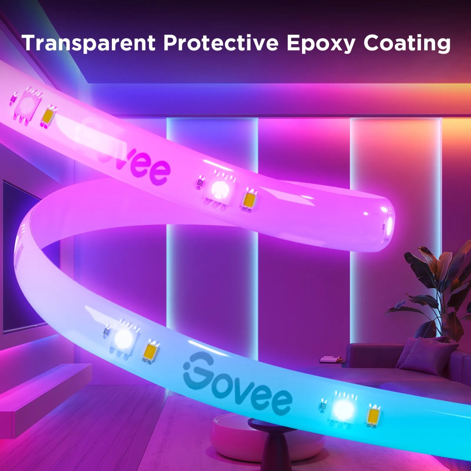 Govee LED-Leuchtband H612A S 5 m, flexibler LED-Streifen mit Farbwechsel für stimmungsvolle Beleuchtung.