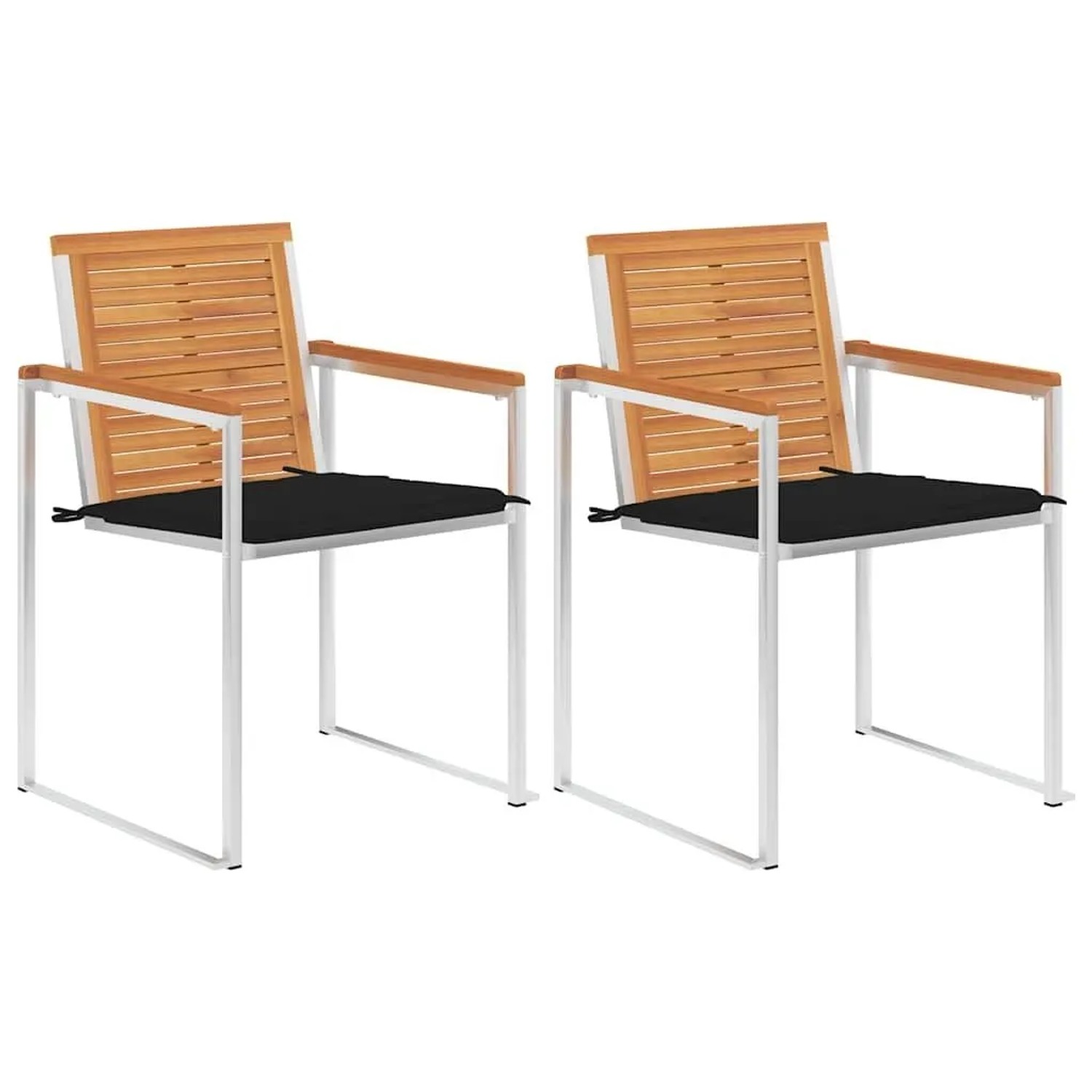 vidaXL Gartenstühle mit Kissen 2 Stk Massivholz Akazie und Stahl 3061495 günstig online kaufen