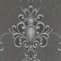 Glööckler Vliestapete mit floralen Ornamenten in Schwarz und Silber für eine edle Wandgestaltung.