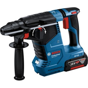 Bosch Professional Akku-Bohrhammer GBH 18V-24 C Solo, blau/schwarz, mit Zusatzhandgriff.