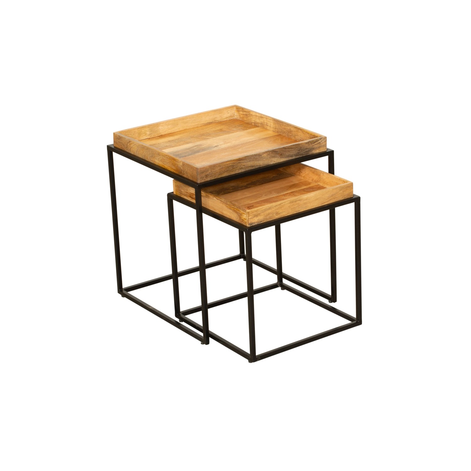 DELUKE Beistelltisch GERD 2er Set Mangoholz Braun  55x55x55cm Couchtisch Sofatisch Abstelltisch