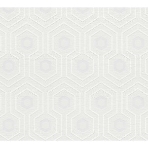 Überstreichbare Vliestapete mit Retro Sechseck Muster für Wohnzimmer und Schlafzimmer.