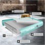 Tectake Airtrack Trainingsmatte, aufblasbar, blau-grau, mit Luftpumpe und Adaptern.