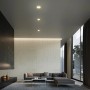 3er Set Briloner LED Einbauleuchten Plat, weiß, warmweiß, in modernem Wohnzimmer.