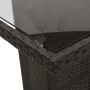 Detailansicht: Schwarzer Gartentisch aus Rattan mit Glasplatte, Teil der vidaXL Essgruppe.